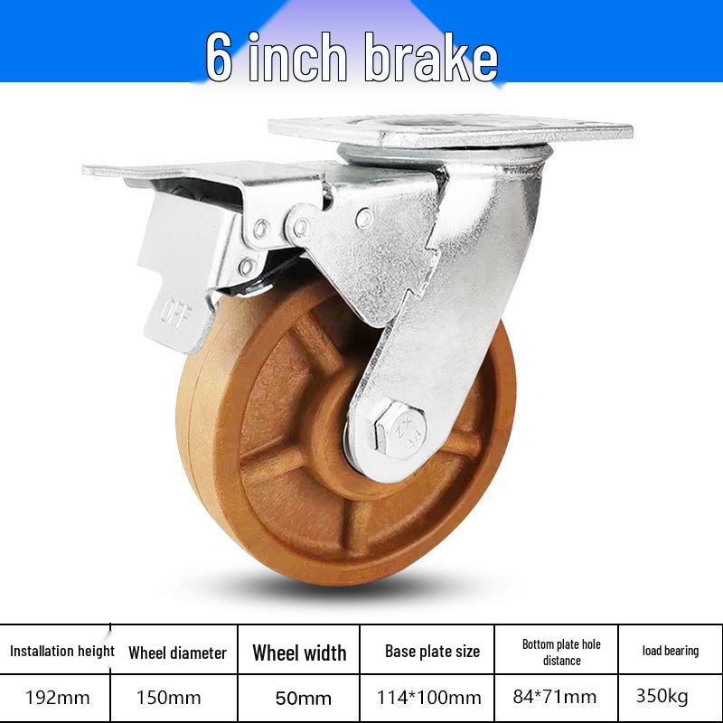 3 to 5 Inch High-Temperature Resistant Swivel Casters with Glass Fiber Bakelite for Oven Carts (Up to 300°)