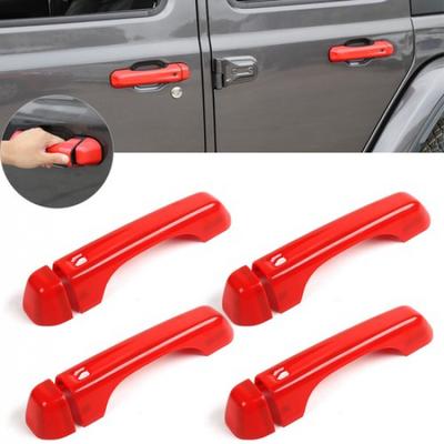 4x Red Exterior Door Handle Decor Cover Trim for Jeep Wrangler JL 2018+/JT +