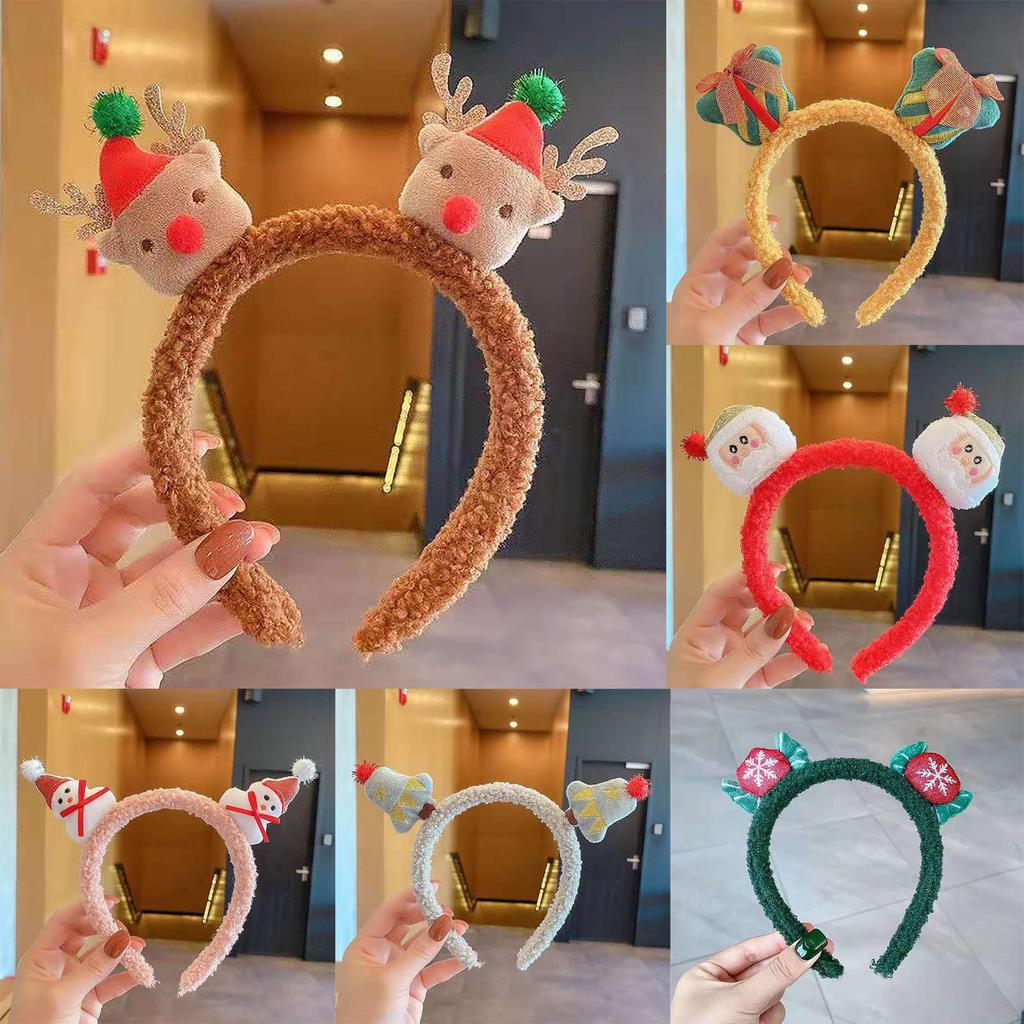 Plush Fabric Headband with Decorative Wrapped Antler Shapes Soft Lightweight Flexible Band for Holiday and Festive Wear