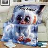 1PC Custom Name "Snowy Monkey Adventure" Flannel Blanket Versatile, All-season Throw Suitable for the Living Room, Bedroom, Camping, Travel, and Gift