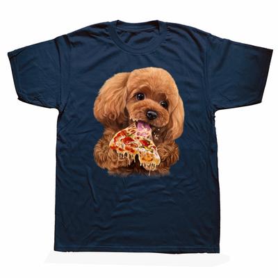 Chiot Caniche Affamé Pizza Papa Chien T-shirt Hauts Col Rond Manches Courtes Mode T-shirt Vêtements Décontracté Fête T-shirts