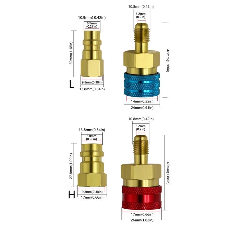 Refrigerant Quick Couplers Quick Couplers Adapters for R1234YF Car Air Conditioner Charging Quick Connector