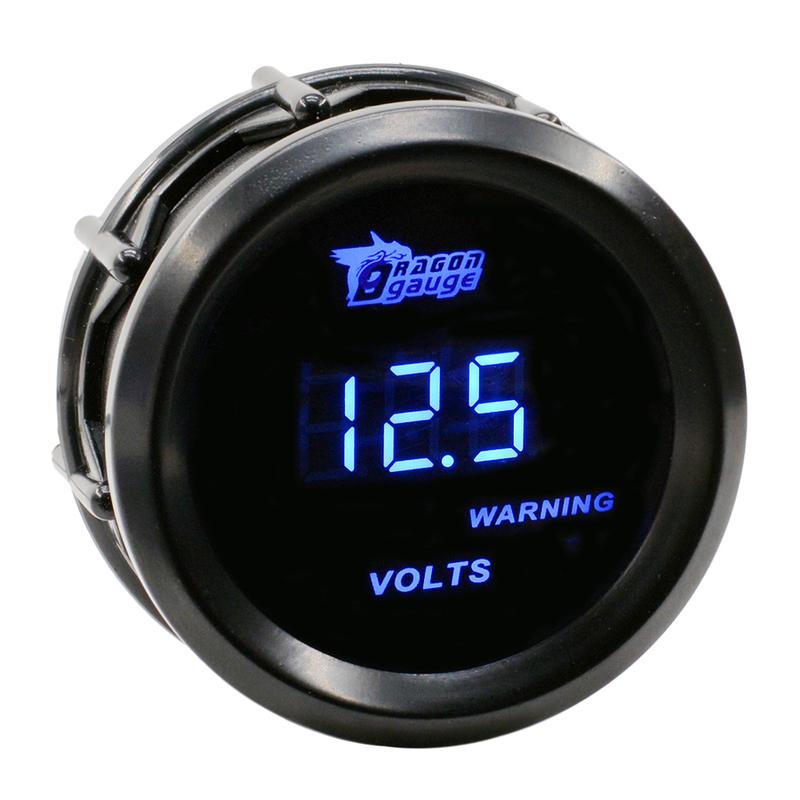 Dragon 52mm Blue LED BackLight Auto Car Motorcycle 12V Digital Voltage Volt Gauge Measurement Range 8-18V Meter
