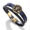 JMXD 12 Zodiac Punk Style Studded Leather Bracelet Hand-Woven Rope Zodiac Band Fashion Accessory Unisex Gift