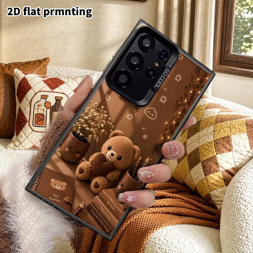 Phone Case: 2D Flat Samsung Galaxy A34 A35 M05 M06 S20 S22 S21 FE Plus 5G Protective Case, Couple Style, Brown Coffee Bear, Christmas and Halloween Gi