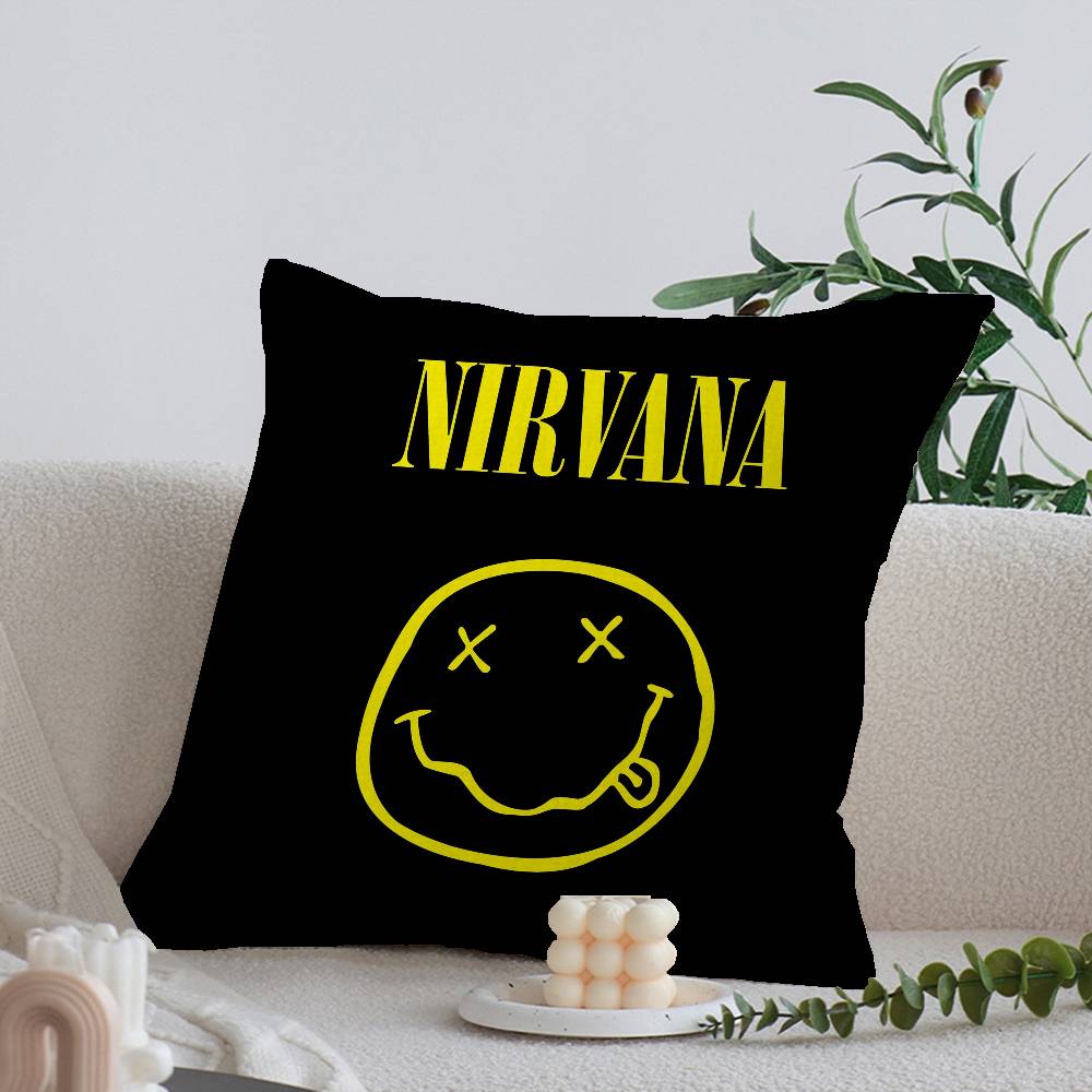 

Rock Classic N-Nirvana Band Cushion Cover Pillow Cover Decor Pillowcase Printed Cushion Case For Couch 12x12Inch
