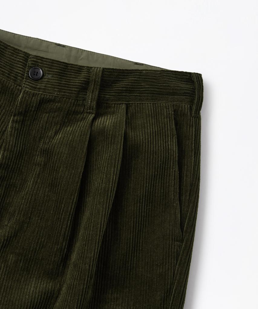 OUTSTANDING High Density Corduroy Double Pleated Pants_D.Olive