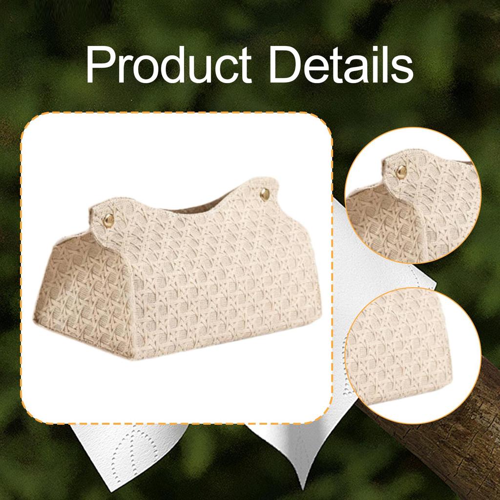 Faux Leather Tissue Box Cover, Elegant Rectangular Napkin Holder for Nightstand, Dresser, Home