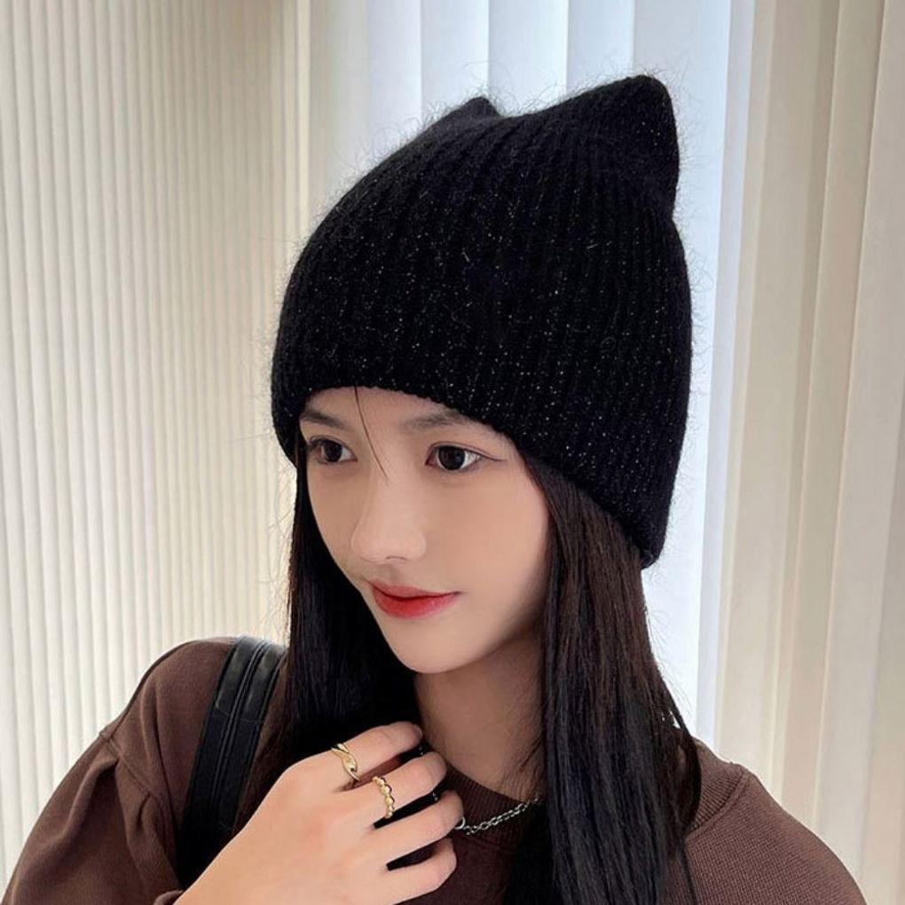 Cute Cat Ear Twisted Beanie Hat for Daily Fashion