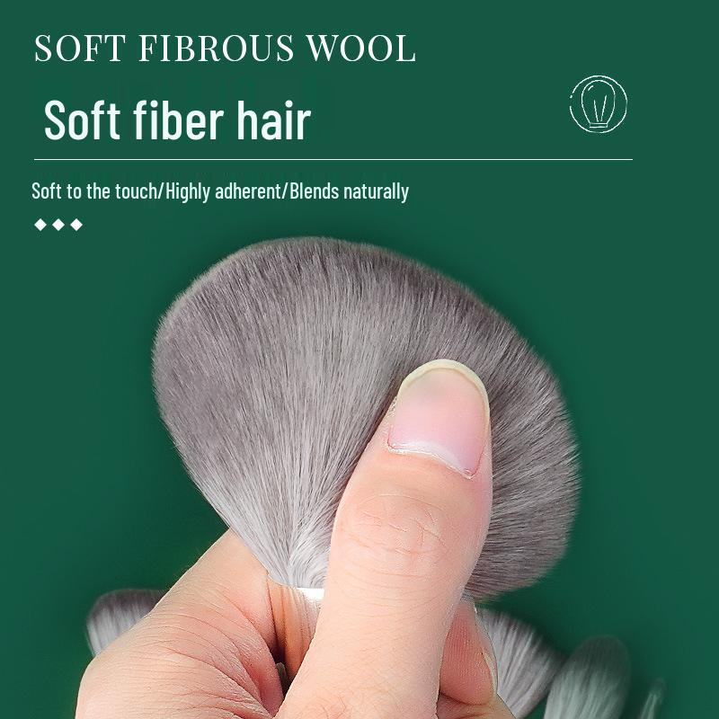 14-Piece Green & Blue Makeup Brush Set - Includes Eyeshadow, Face Brushes, and Portable Case