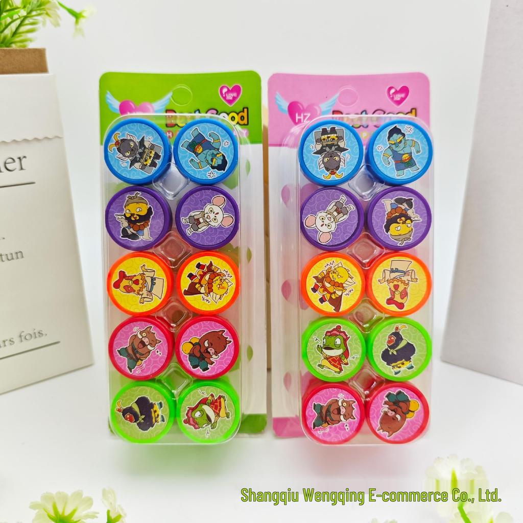 Ocean Animals 10-Piece Kids' Washable Stamp Set - Cute, Multiple Patterns for Kindergarten Stamping