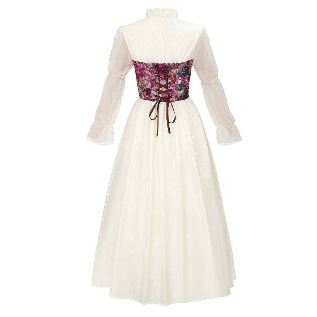 Women's Costume Off Shoulder Top Irregular Skirt Vintage Outfit With Decoration