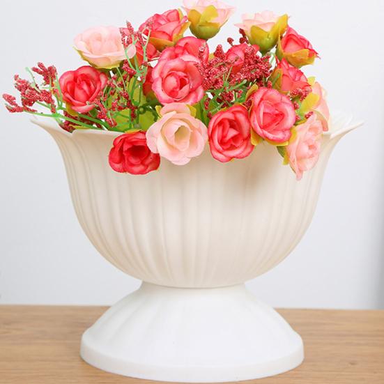 Runder Mini-Blumentopf aus Kunststoff Vintage Schreibtisch-Pflanzenbehälter für Kräuter Entwässerung Bereit Innen Außen Pflanzgefäß für Zuhause Büro Garten