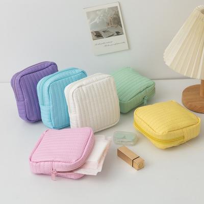 Süßigkeitenfarbe Leder Bindenbeutel Damen Kleine Kosmetik-Organizer-Taschen Lippenstift Datenkabel Kopfhörerhülle Reißverschluss Münzbörse