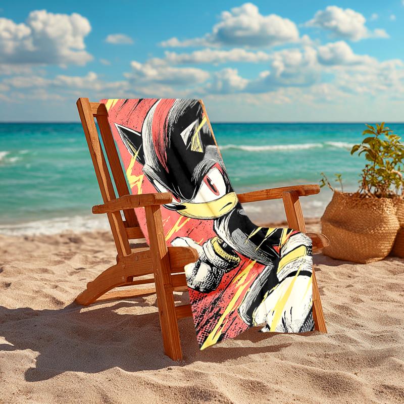 1Pc Shadow Hedgehog Artwork Beach Towel, Quick Dry, Multi-Use for Beach Pool Gym Yoga Home Travel, Christmas, Halloween, Xmas Gift M929328