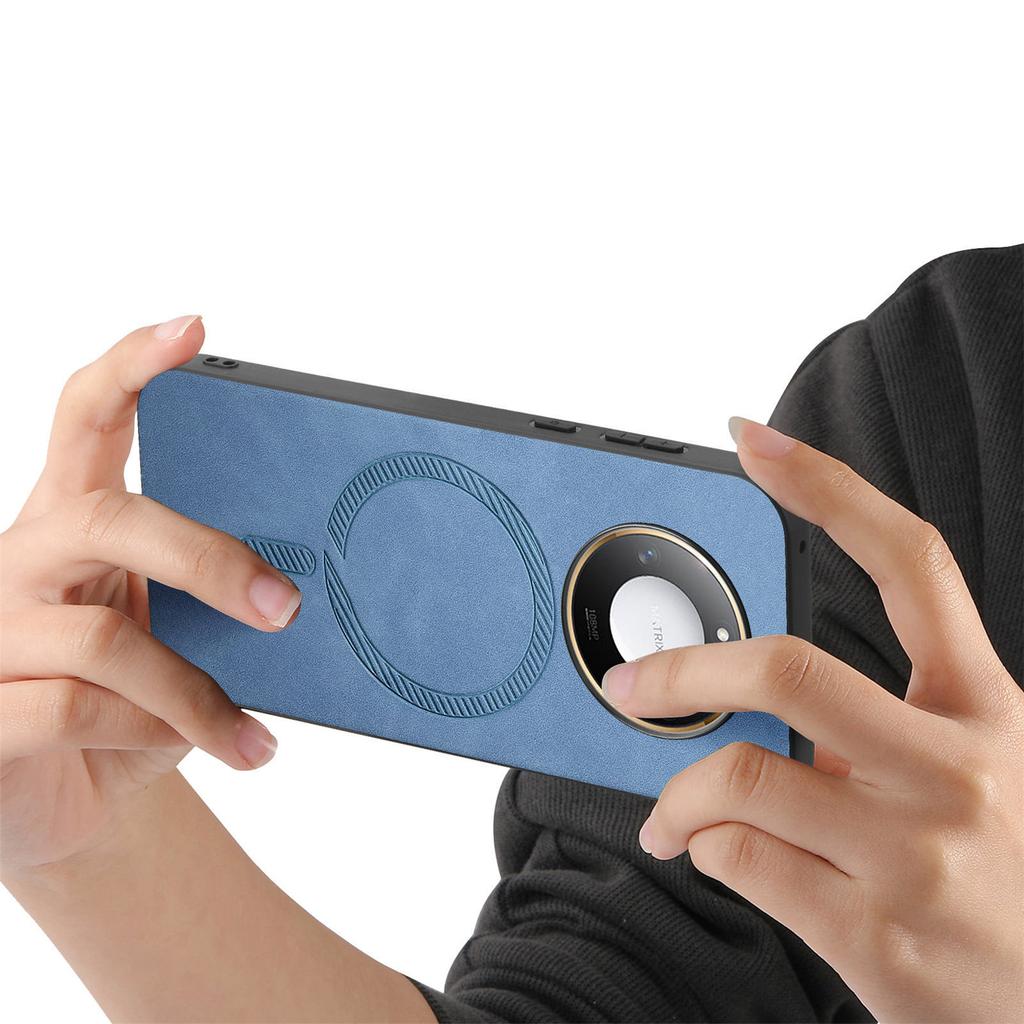 For Honor X60 5G Leather Back Case Compatible with MagSafe Skin-touch Phone Cover