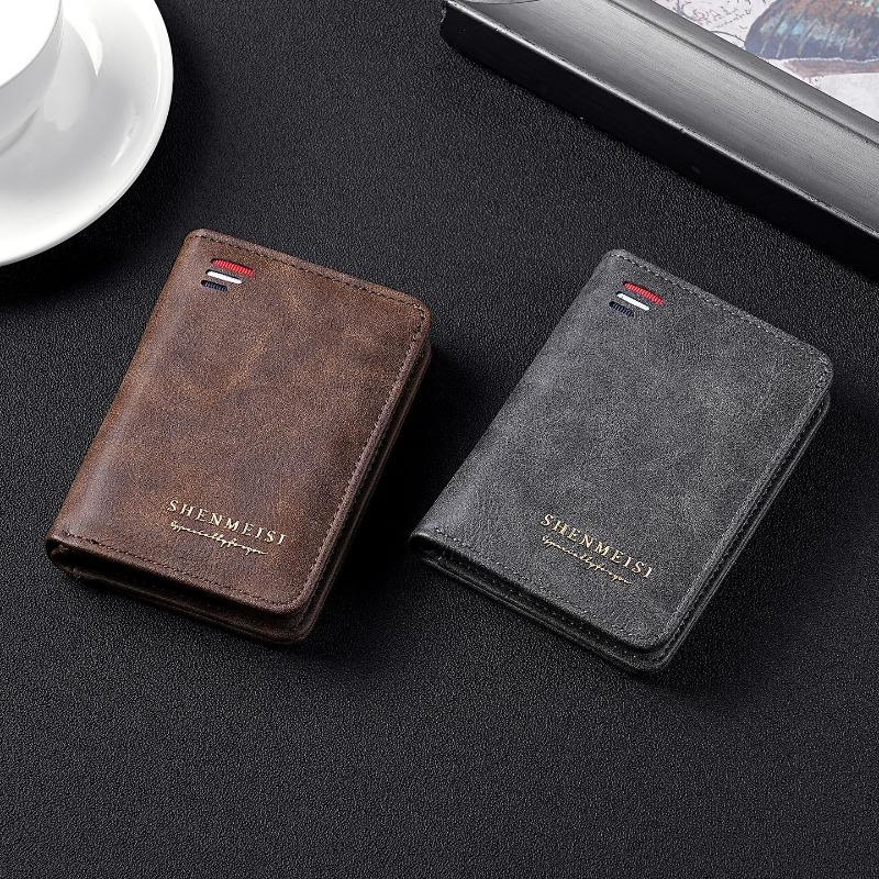 Men’s PU Leather Bifold Wallet Slim Card Holder Compact Billfold Wallet with Multiple Card Slots Cash Pocket Business Wallet