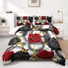 3pcs Paris Eiffel Tower Roses Bedding Duvet Cover Set Romantic Rose Bedding Quilt Set Parisian Themed Bed Quilt Set Luxury