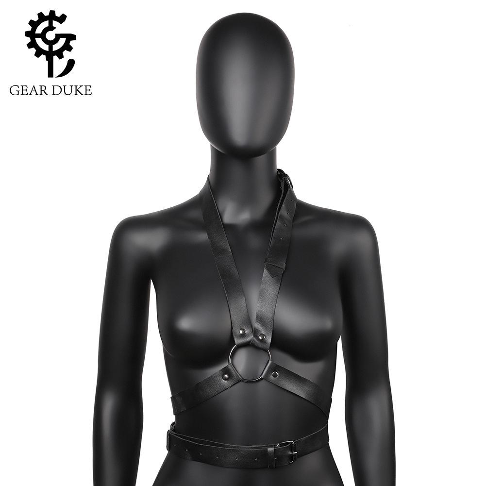 

European & American Punk PU Leather Lace-up Corset Belt for Women - Stage & Nightclub Performance Style FLE013BK чёрный