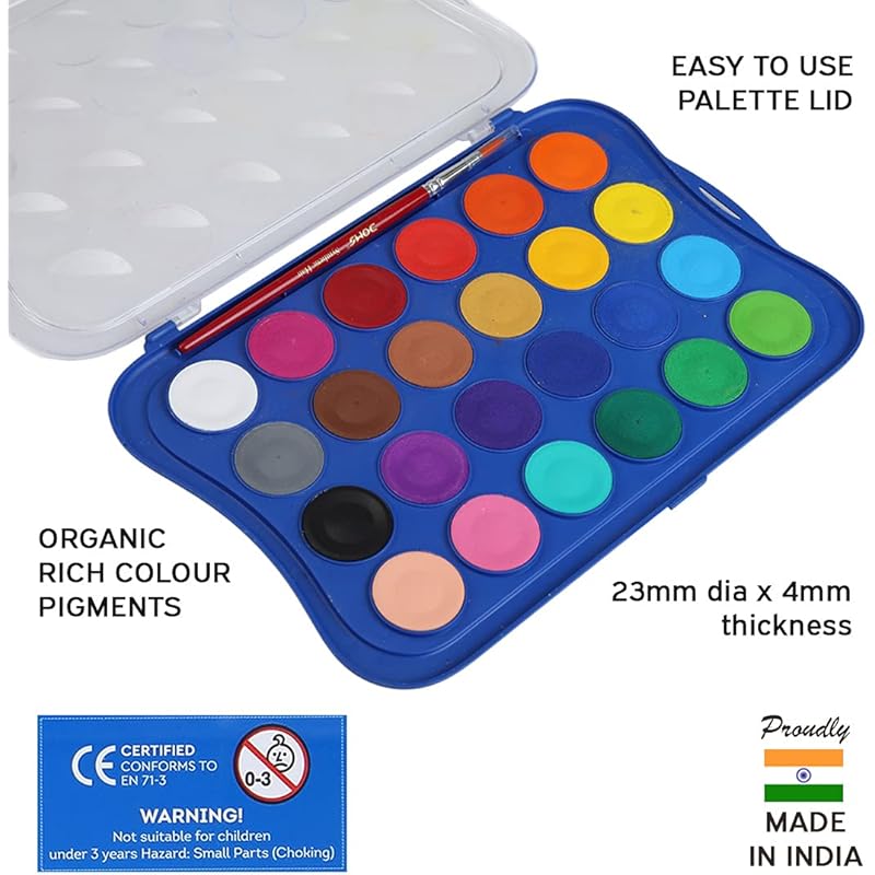 

Doms 24 Shades 23Mm Water Colour Cakes | Easy To Use Palette Lid | Organic Rich Colour Pigments | Free Brush Inside | No 1 count (Pack of 1)