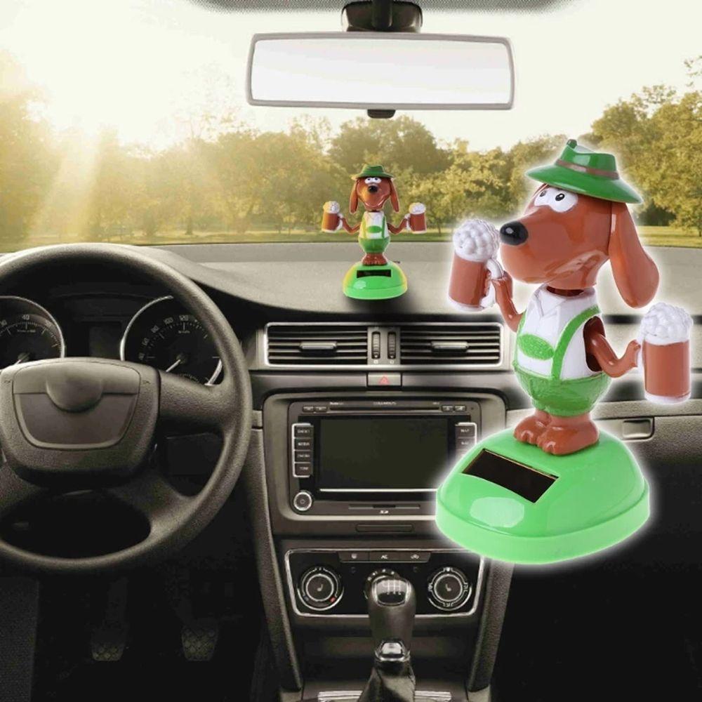 Dolls Car Decor Dashboard Bobble Head Doll Solar Swing Dog Solar Power Beer Dog Shaking Head Dolls