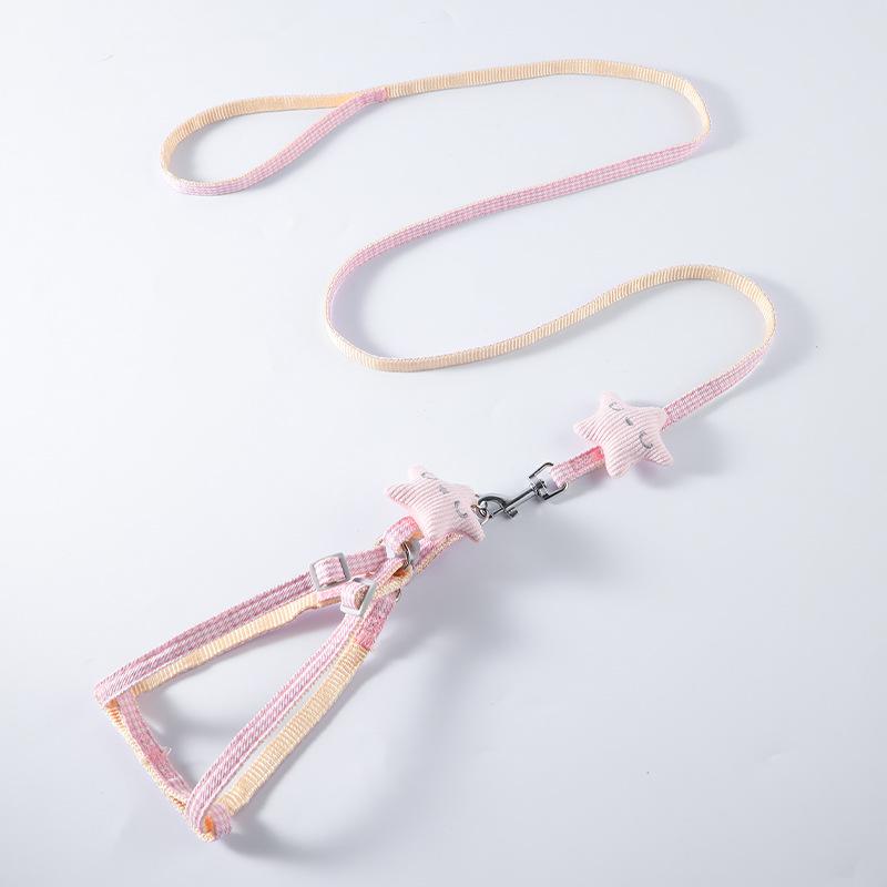 Dog Leash and Collar Set Cute Starfish Puppy Kitten Harness Striped Cotton Halter 4 Color for Little Dogs Leads Cat