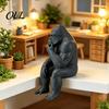 Contemplative Literary Gift 3D Printed Thinking Gorilla Figurine, Mini Thinker Statue, Miniature Sitting Figurines Modern Minimalist Sculpture