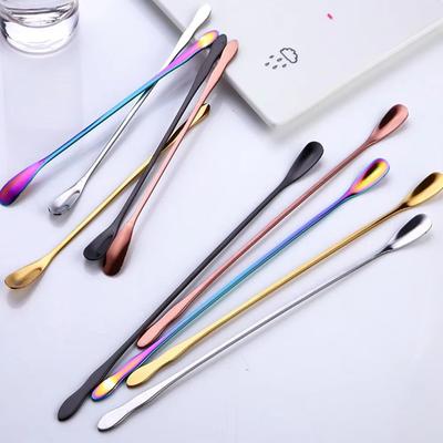 304 Stainless Steel Long Handle Stirring Spoon Coffee Tea Spoons Dessert Spoon Stirring Rod Tiny Spoon Gold Kitchen Accessories