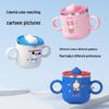 Children's 304 Stainless Steel Water Cup - Durable, Double Handle, Drop-Proof Straw Cup with Cartoon Design for Kindergarten & Baby's Milk.