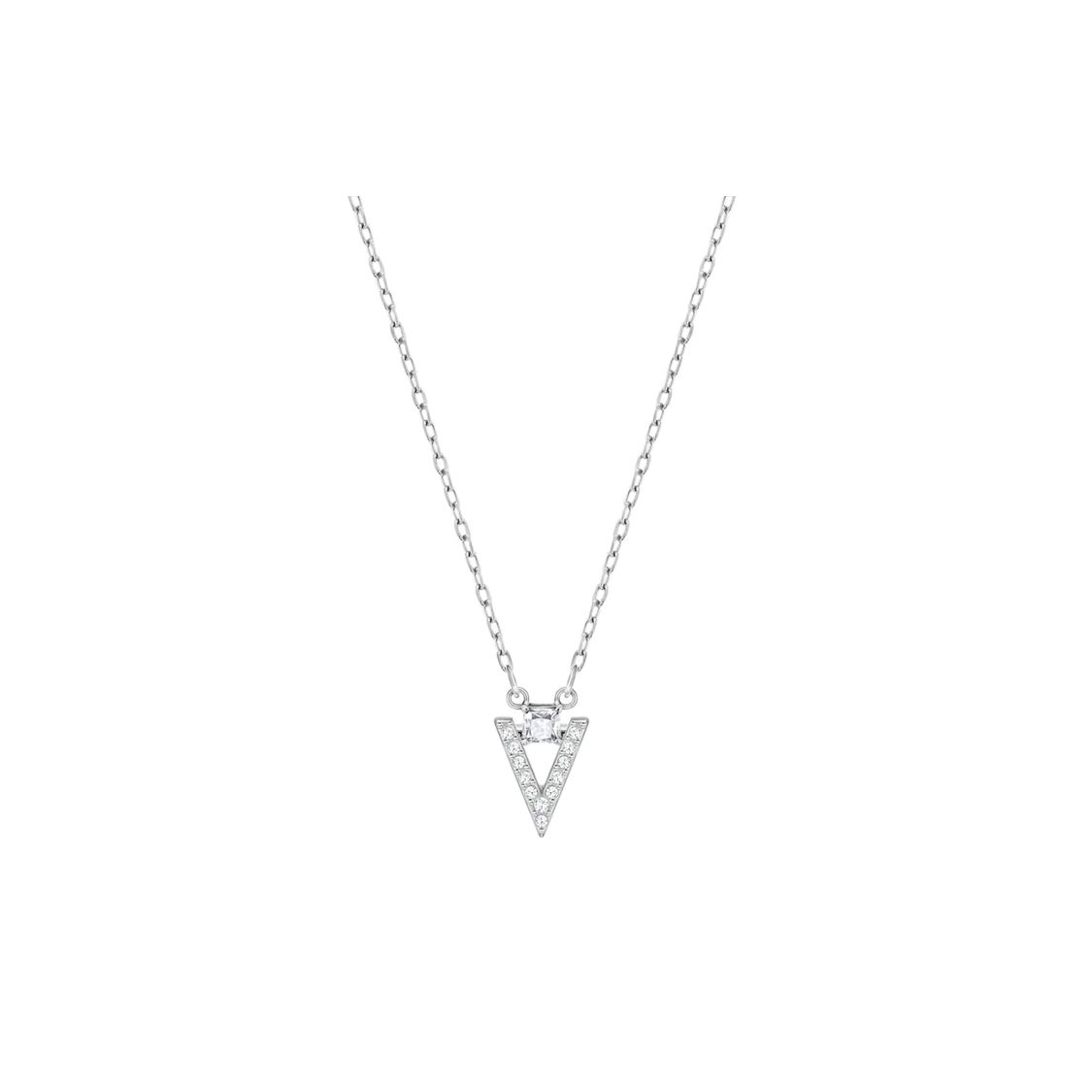 Swarovski Funk Series V Logo Rhodium Plated Necklace Women necklace 5528933 Box (Random Color)