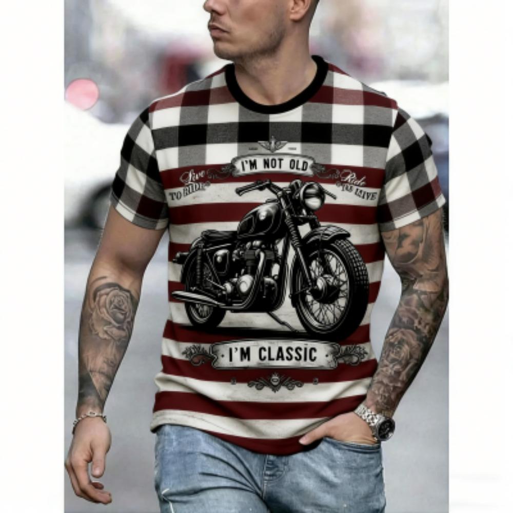 

Fashion Summer Men s T-Shirt Grid Motorcycle 3D Print Tees Top Street Casual Loose Outdoor Short Sleeve Plus Size Women T-shirt XXS