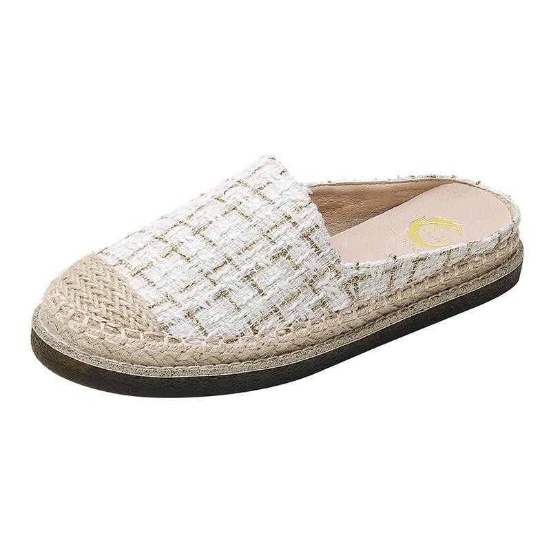Fashion 2024 Women Espadrilles Slide Rubber Flats Sandals Hemp Knitted Mixed Color Shoes Ladies Pantuflas Slippers Femme Fisherman Mules