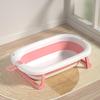 Foldable Baby Bathtub with Thermometer for Ages 0-3, Large Size Children's Stand-up Bath Tub