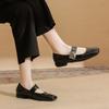 2308 flat shoes women's thick heel new square head with Mary Jane shoes French square buckle light mouth low heel single shoes