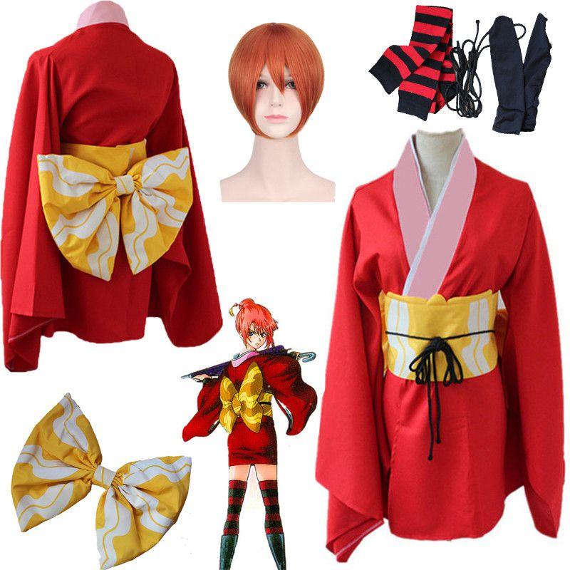 Gintama Kagura Anime Kimono Suit Cosplay Perform Costume Outfit Fullset Dress