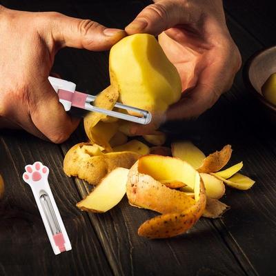 Curățător de cartofi pliabil 2-în-1 din oțel inoxidabil Mic curățător de alimente pentru bucătărie Instrument portabil pentru curățat pere Cuțite de curățat multifuncționale Camping