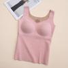 "Tangge Women's Seamless Silk Wool Warm Vest with Chest Pads & Velvet, Ideal for Autumn/Winter Layering"