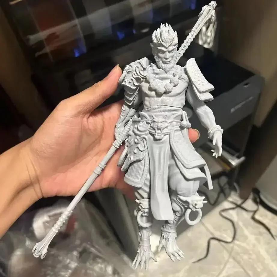 3D Printed Fire Monkey Wang Statue Sun Wukong Chinese Mythology Character Gift Doll Carving Statuette DIY Home Decoration