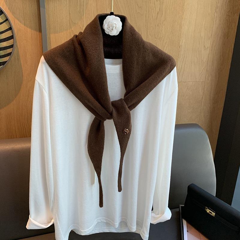 100% Wool Knitted Triangular Scarf Women Winter Warm Pashmina Headscarf Shawl Sold Color Neckerchief Kerchief Hijab Collar