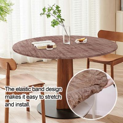 Passende runde Tischdecke Wasserdicht Ölfest Tischdecke mit elastischen Kanten Holz