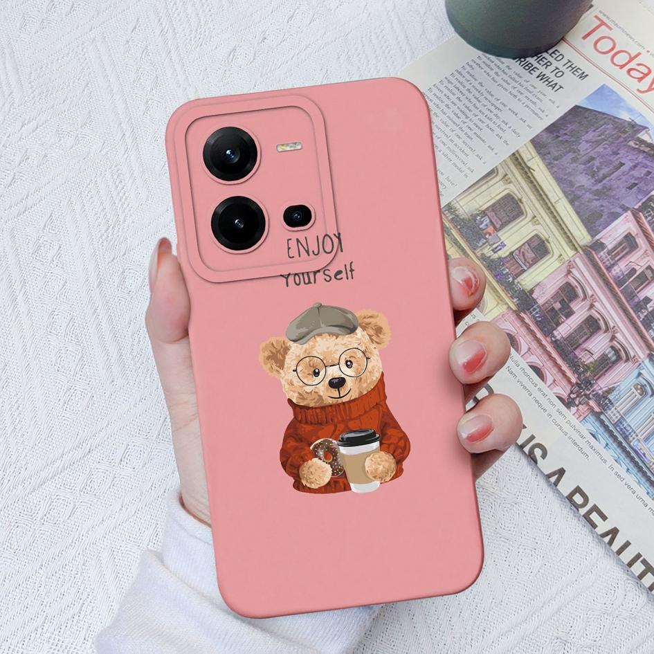 Phone Case For Vivo V19 Neo Z1 Z3X Z5X V21E V23E V25E V27 Pro V20SE V9 Cute Bear Shockproof Protective Soft Silicone Phone Cover For Vivo Bumper