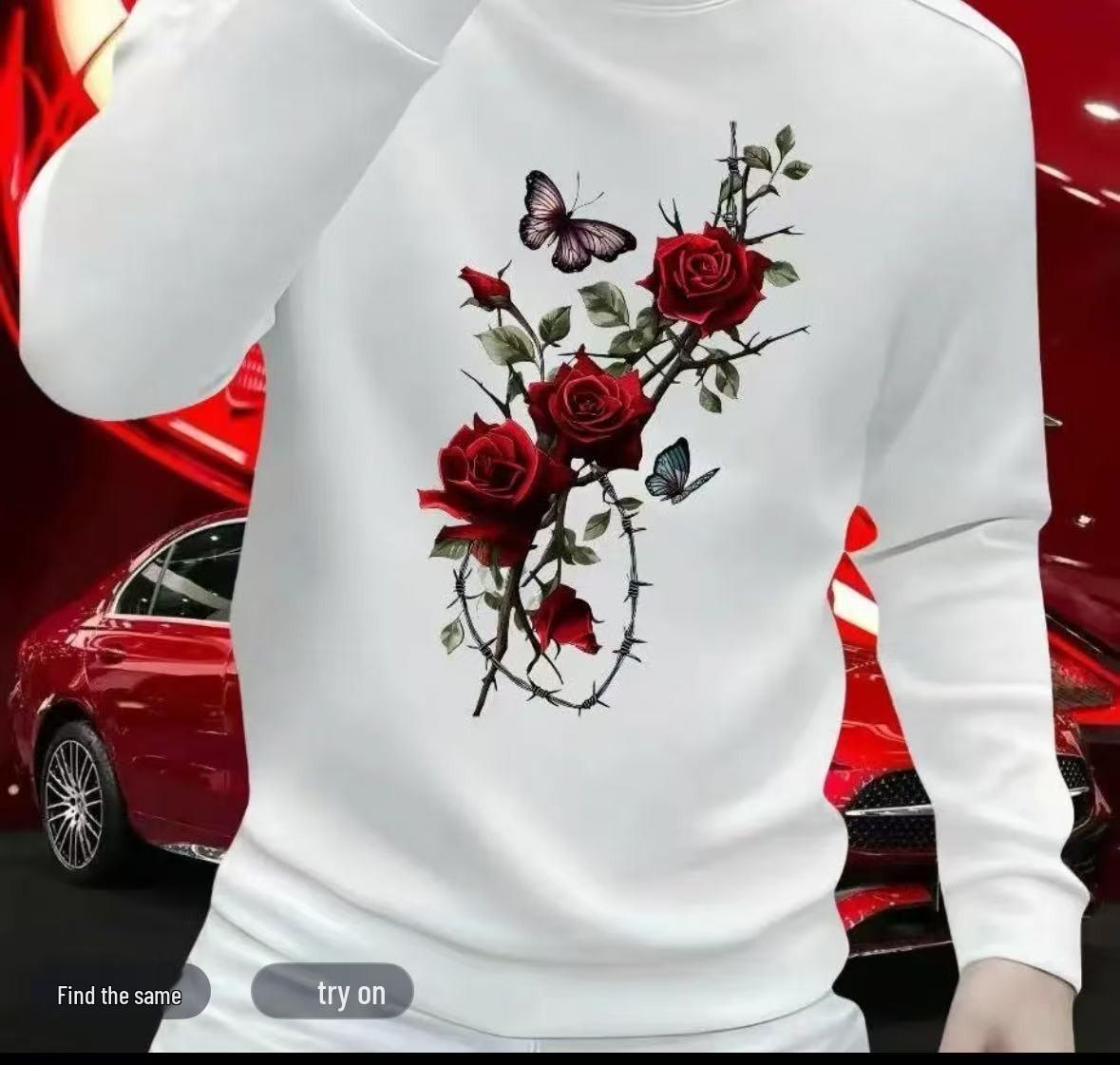 Trendy Men s Velvet-Lined Winter Hoodie: Stylish Autumn Print. 3XL