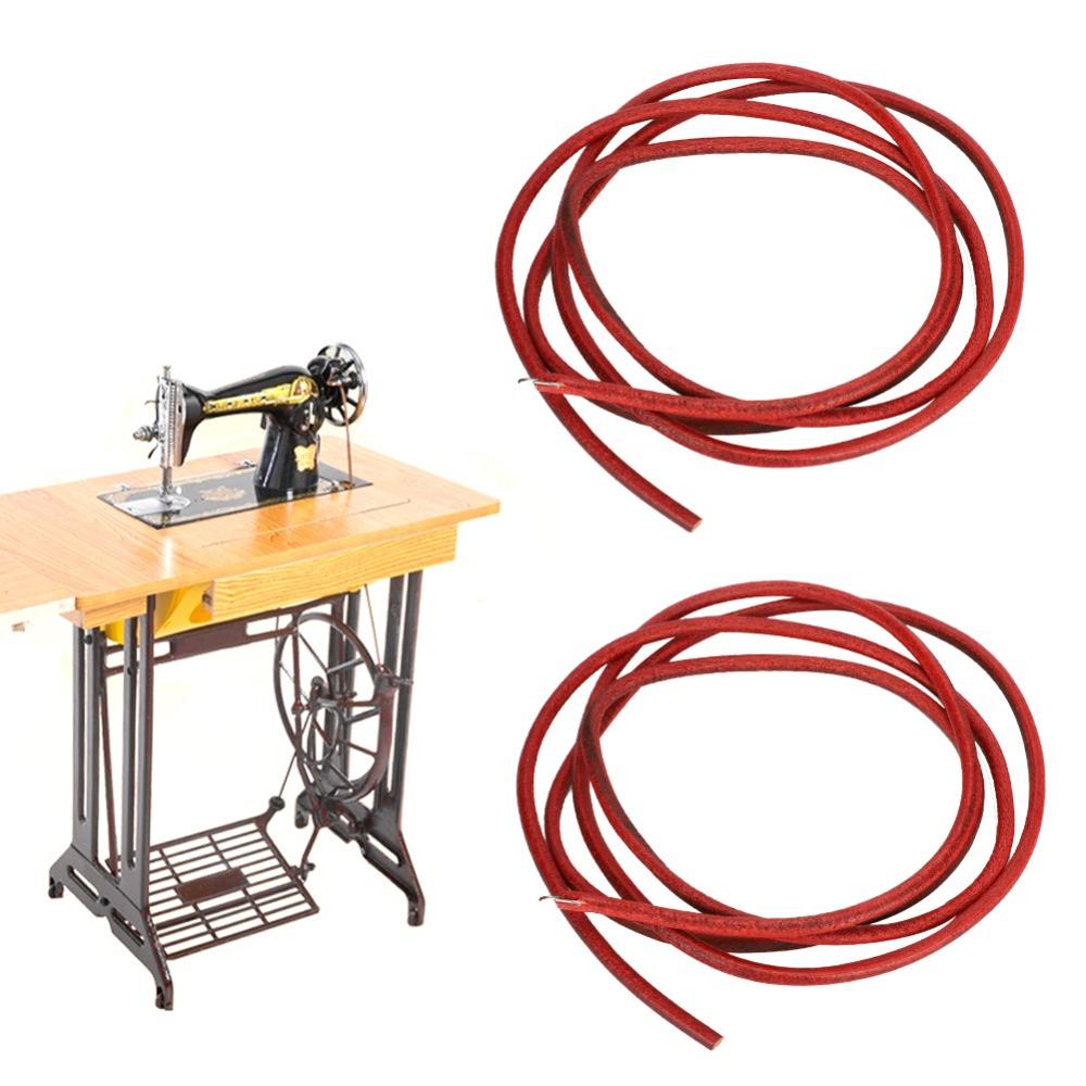 2pcs Cowhide Sewing Machine Belt 72 Inch Brown Color Replacement Leather Belt Red Color Cowhide Sewing Belt Old Fashioned Sewing