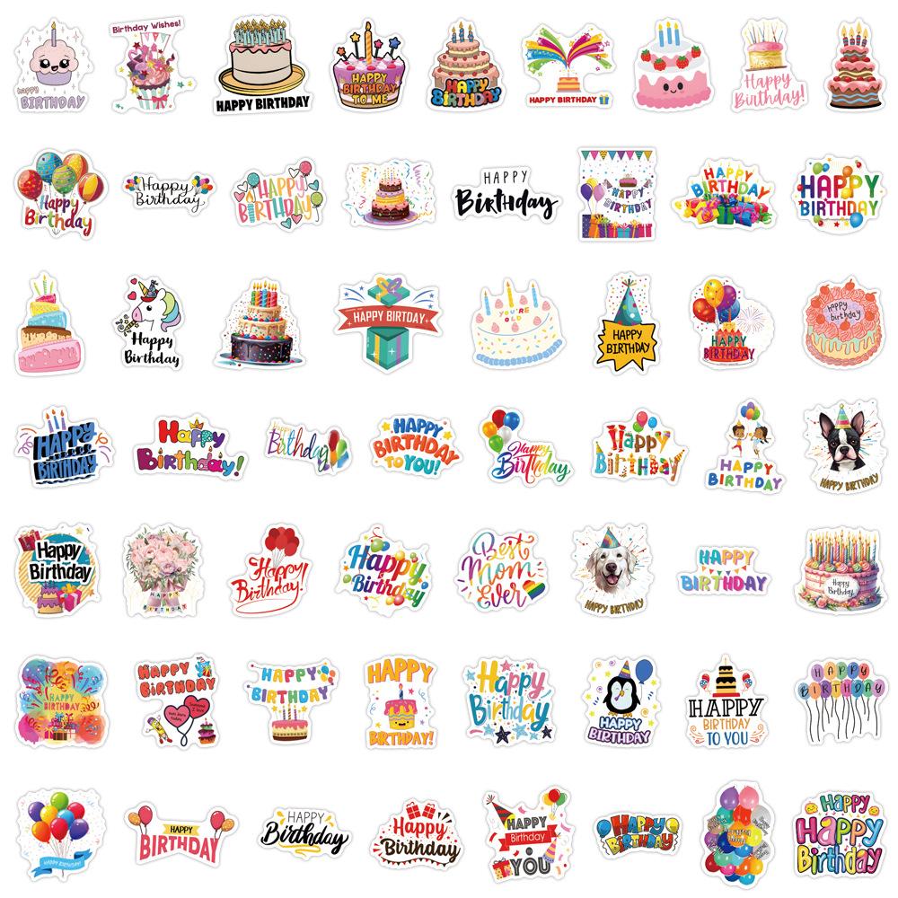 110 New Happy Birthday Graffiti Stickers Decorate Suitcase Mobile Phone Waterproof Personalized Stickers