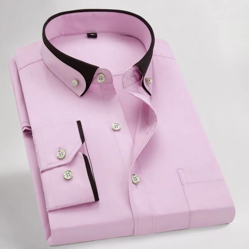 Pánská business casual košile, úzký střih, jednobarevná, prodyšná, s dlouhým rukávem, čtvercový výstřih, vysoce pružná, základní vrstva
