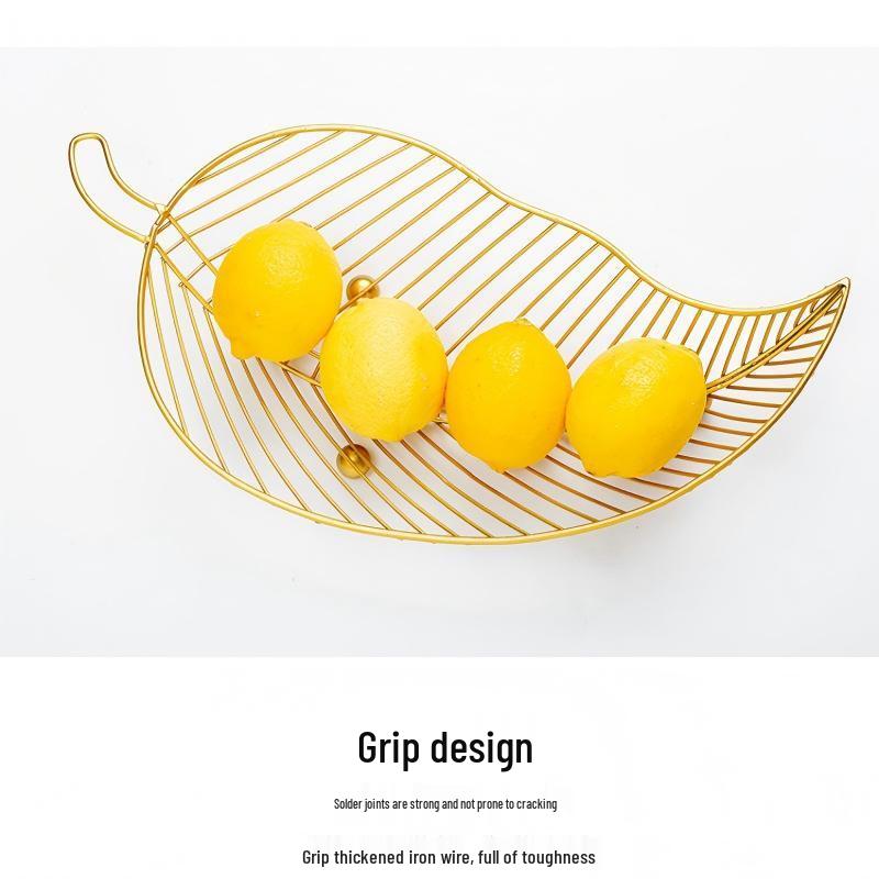 ZISIZ Nordic Style Leaf Gold Iron Fruit Plate