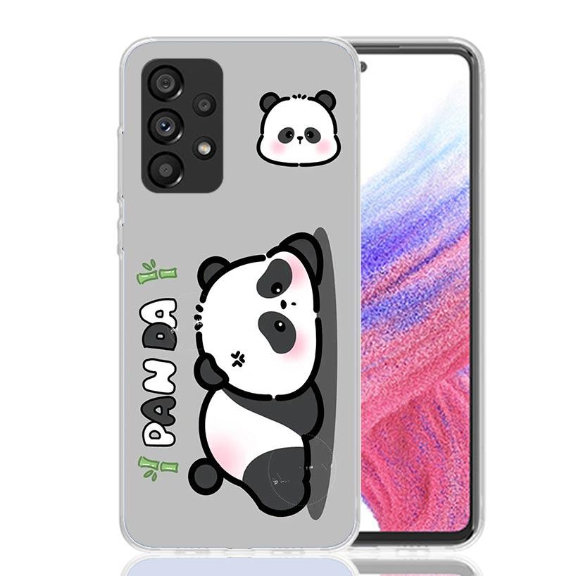 Cartoon Cute Panda Bear Phone Case For Samsung Galaxy A13 A14 A15 A16 A53 A54 A55 A56 A33 A34 A35 A36 A23 A24 A25 A26 A05S A04S