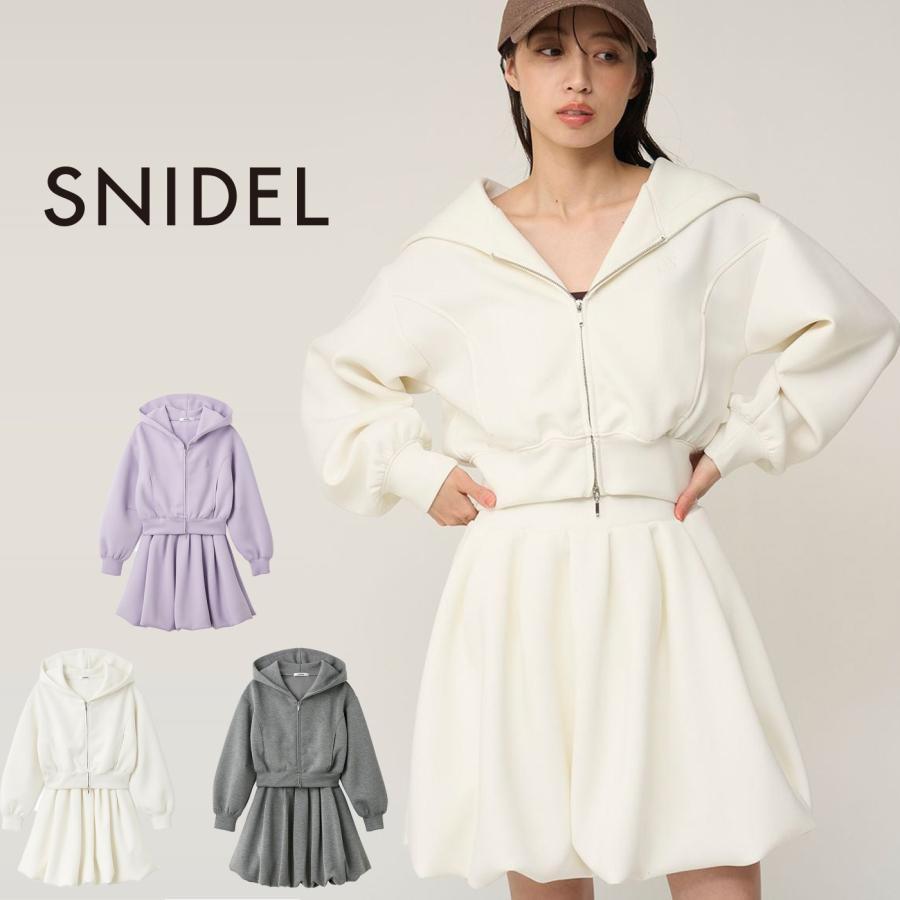 SNIDEL Hoodie Diver Setup swco261161 Women s Mini Skirt Parka Top and Bottom Set SNIDEL