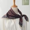 Vintage Old Money-style Printed Silk Scarf for Women, Houndstooth Velvet Textured Square Scarf, 1116 Spring New High-end Scarf