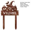 Halloween Landscape Accents Rusty Metal Pumpkin Garden Stake, Spooky Evil Face Welcome Yard Sign, Silhouette Stakes Outdoor Decorative Lawn